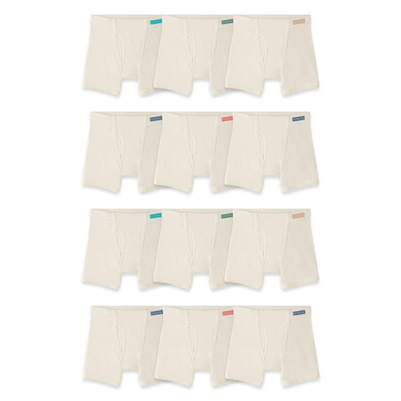 Fruit of the Loom Boys' 12 Pack Natural Cotton Boxer Briefs, Undyed and Unbleached, 2-3T
