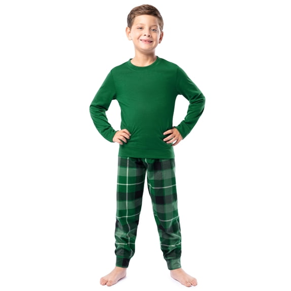 Fruit of the Loom Boy's Sleep Long Sleeve Top & Velour Fleece Pajama Set, 2-Piece, Sizes 4-16