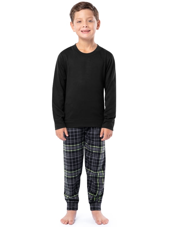 Boy's Sleep Long Sleeve Top & Velour Fleece Jogger Pajama Set, 2-Piece, Sizes 4-16