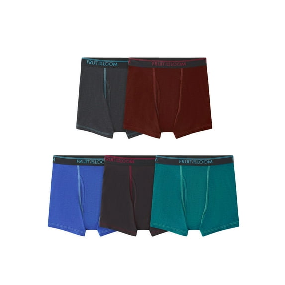 Fruit of the Loom Boys' 360 Stretch True Comfort Boxer Brief Underwear, 5-Pack, Sizes S-XL