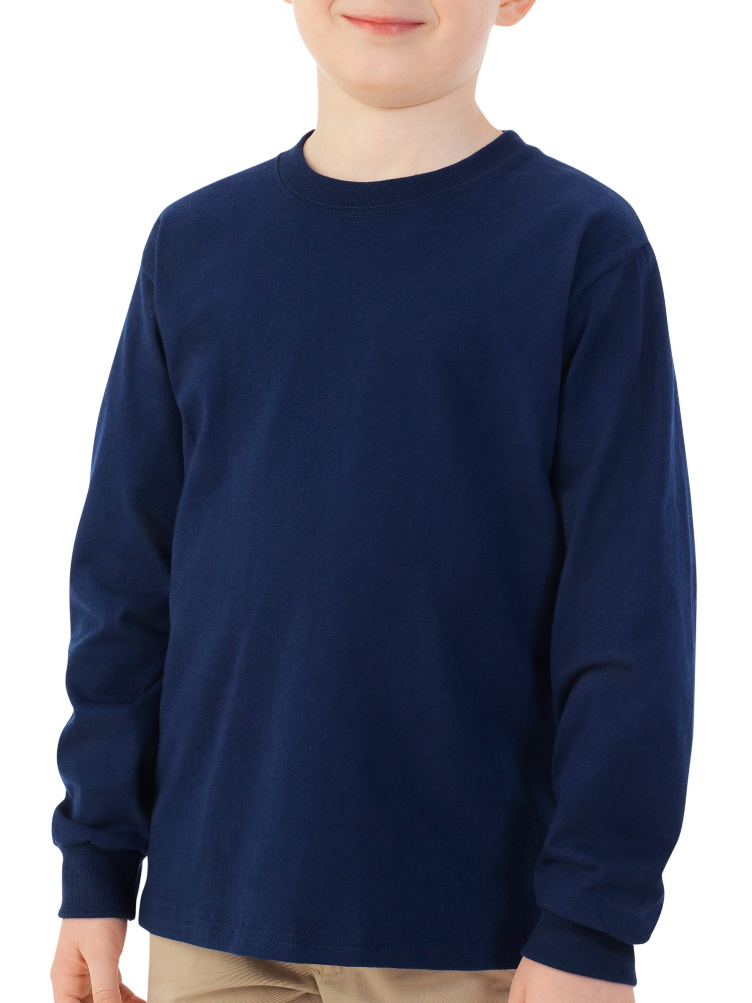 Fruit of the Loom Boys 4-18 Long Sleeve Crew Neck T-Shirt with Rib Cuffs - image 1 of 3