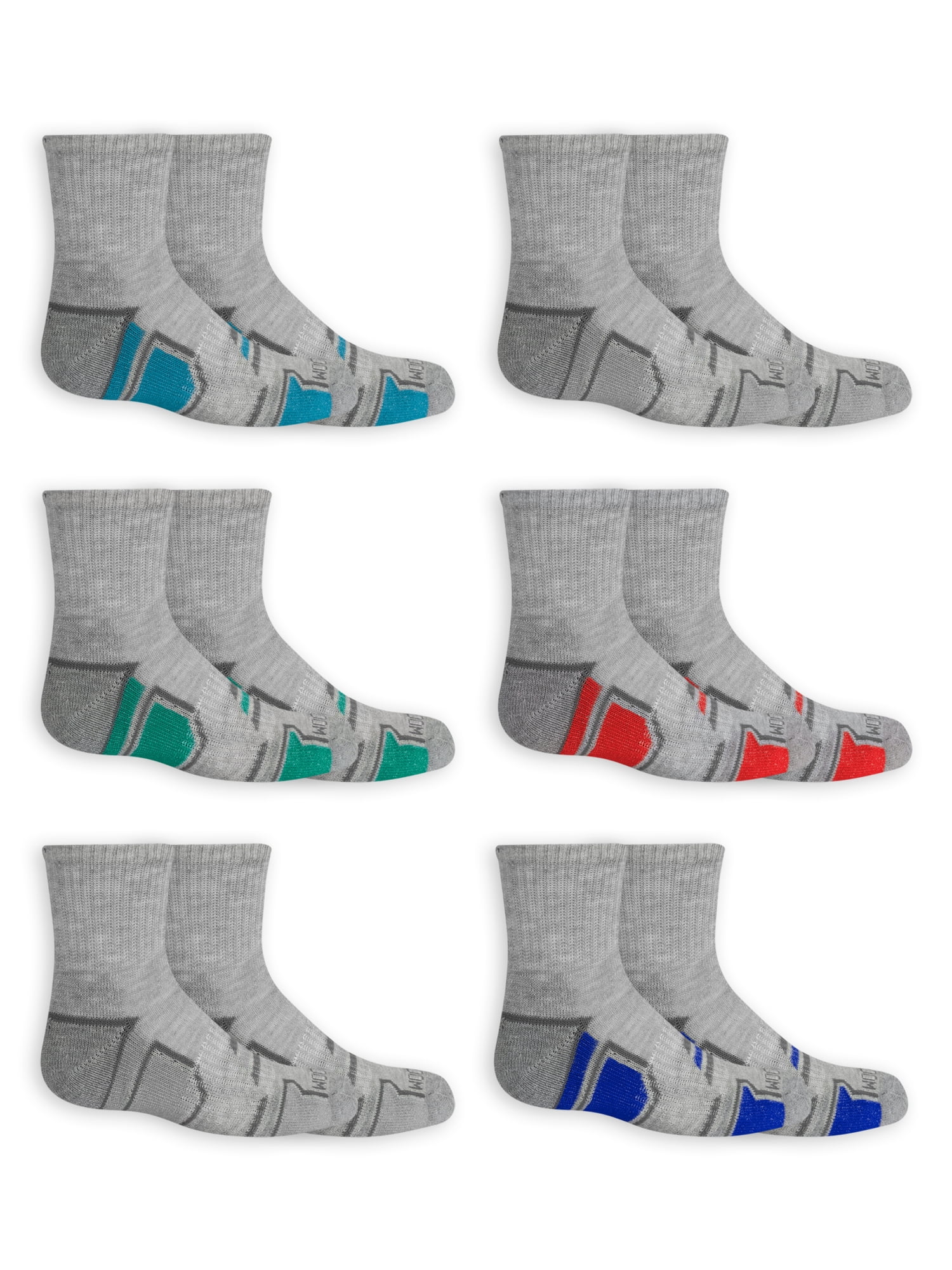 Fruit of the Loom Boys Active Ankle 6 Pack Socks - Walmart.com