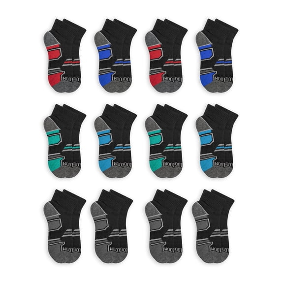 Fruit of the Loom Boys Active Ankle Socks, 12 Pack