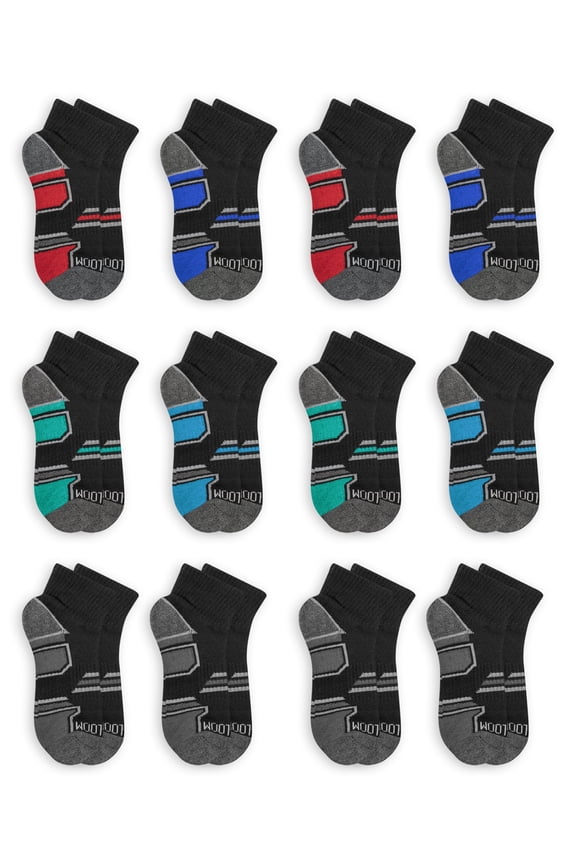 Boys Active Ankle Socks, 12 Pack