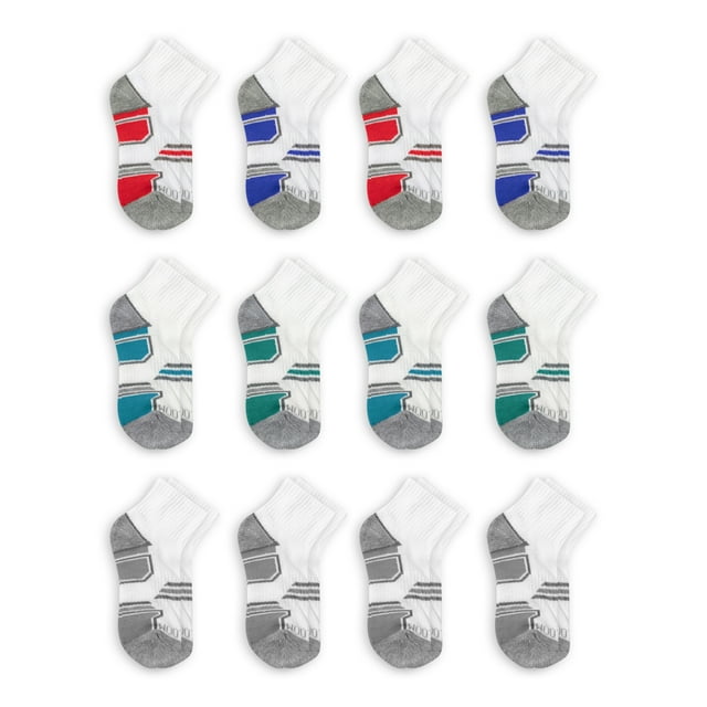 Fruit of the Loom Boys Active Ankle Socks, 12 Pack