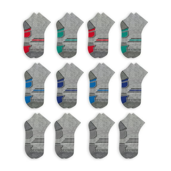 Fruit of the Loom Boys Active Ankle Socks, 12 Pack