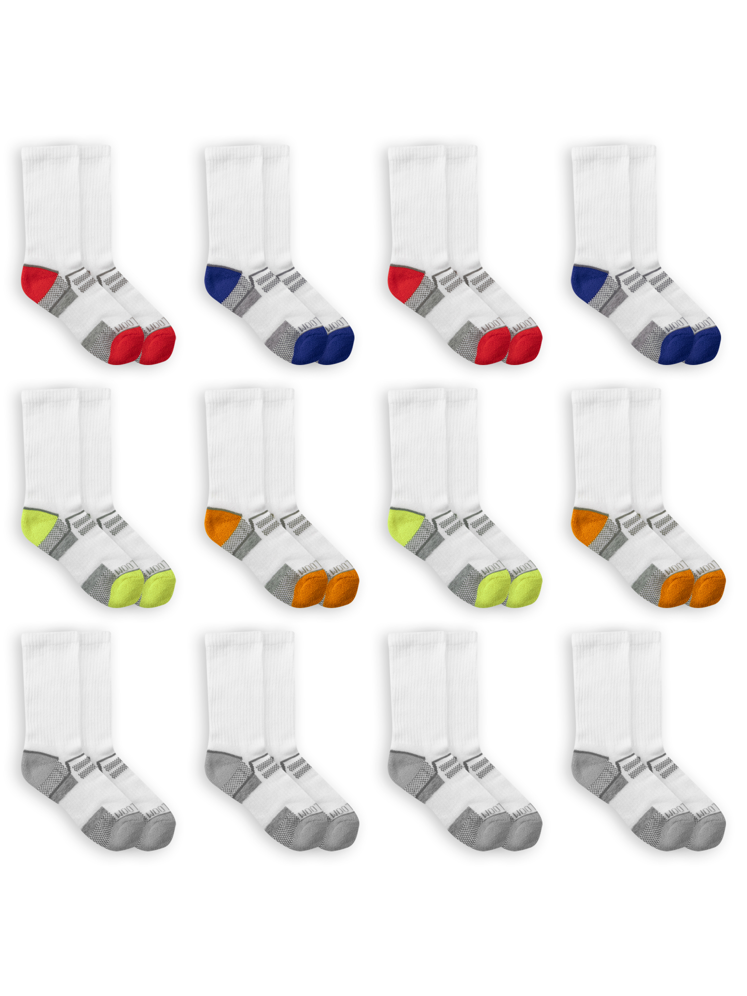 Fruit of the Loom Boys Active Crew Socks, 12 Pack, Sizes S-L - image 1 of 5