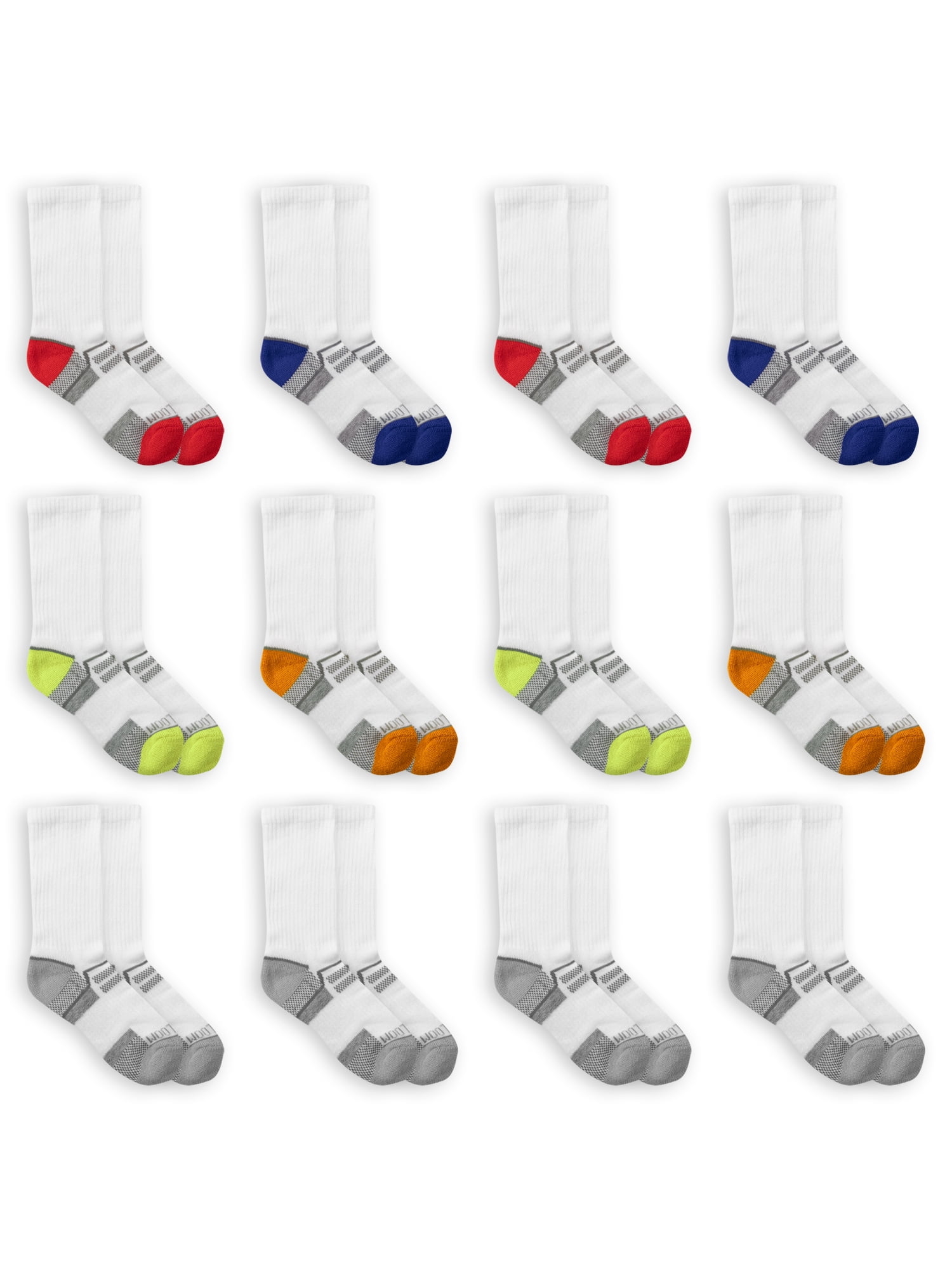 Fruit of the Loom Boys Active Crew Socks, 12 Pack - Walmart.com