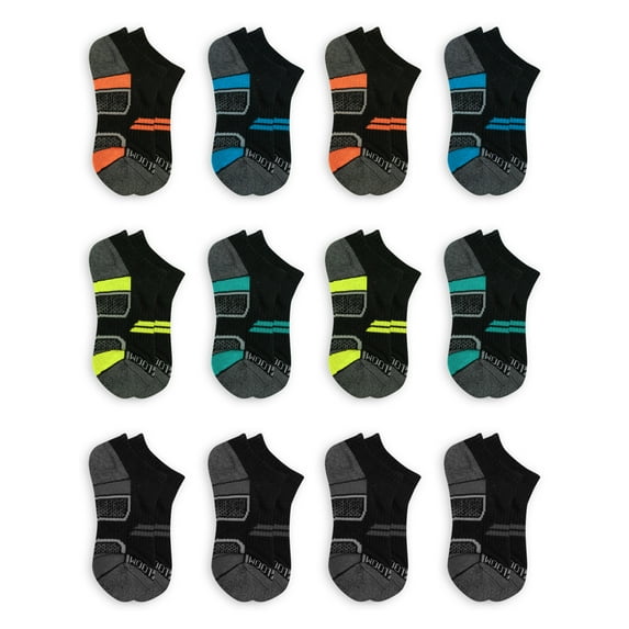 Fruit of the Loom Boys Active No Show Socks,12 Pack