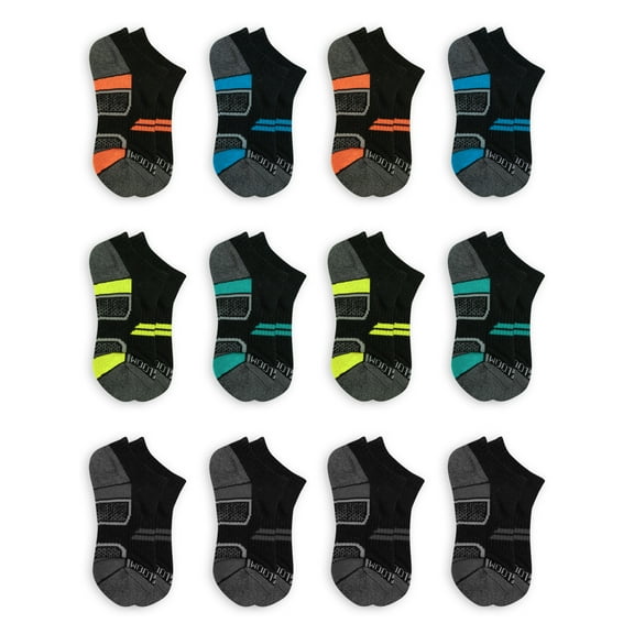 Fruit of the Loom Boys Active No Show Socks,12 Pack