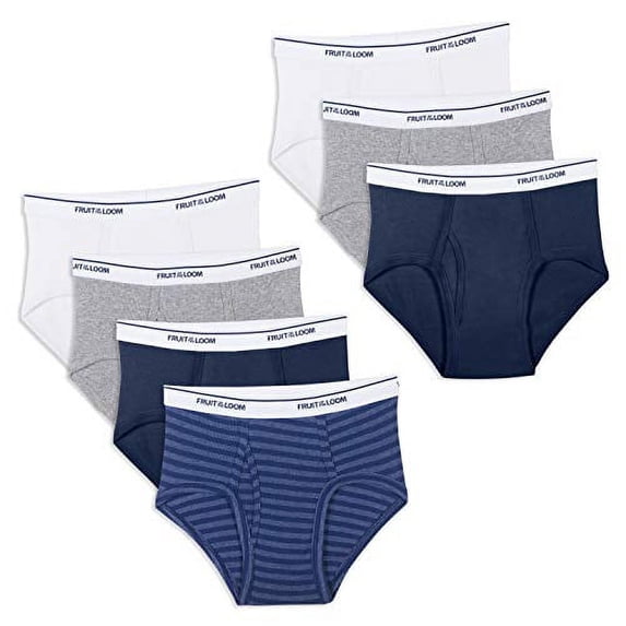 Fruit of the Loom Boys' Big Cotton Brief (Multipack), Assorted, L