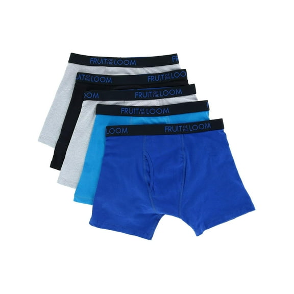 Fruit of the Loom Boys' Breathable Cotton Boxer Briefs, 5 Pack, Sizes S-XL