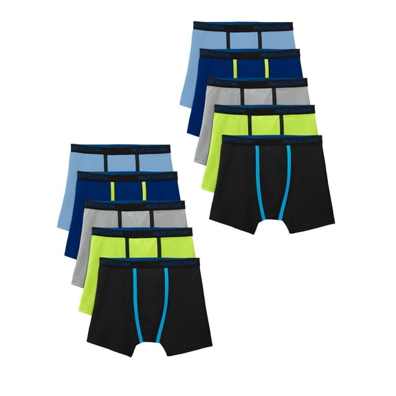 Fruit of the Loom Boys' Breathable Lightweight Boxer Briefs, 10 Pack, Sizes S-XL