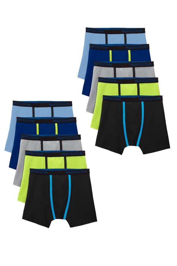 Boys' Breathable Lightweight Boxer Briefs, 10 Pack, Sizes S-XL