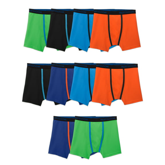 Fruit of the Loom Boys' Breathable Lightweight Boxer Briefs, 10 Pack