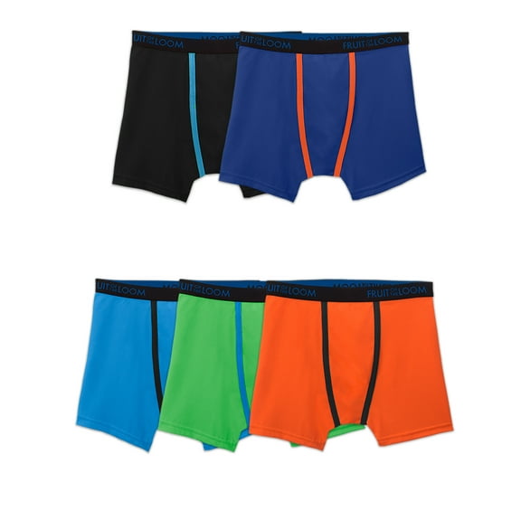 Fruit of the Loom Boys' Breathable Lightweight Boxer Briefs, 5 Pack, Sizes S-XL