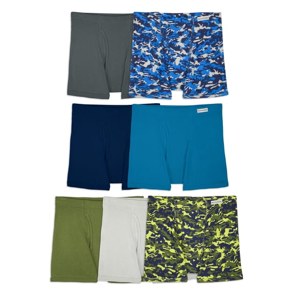 Fruit of the Loom Boys' Cotton Boxer Briefs, 7 Pack, Sizes S-XL