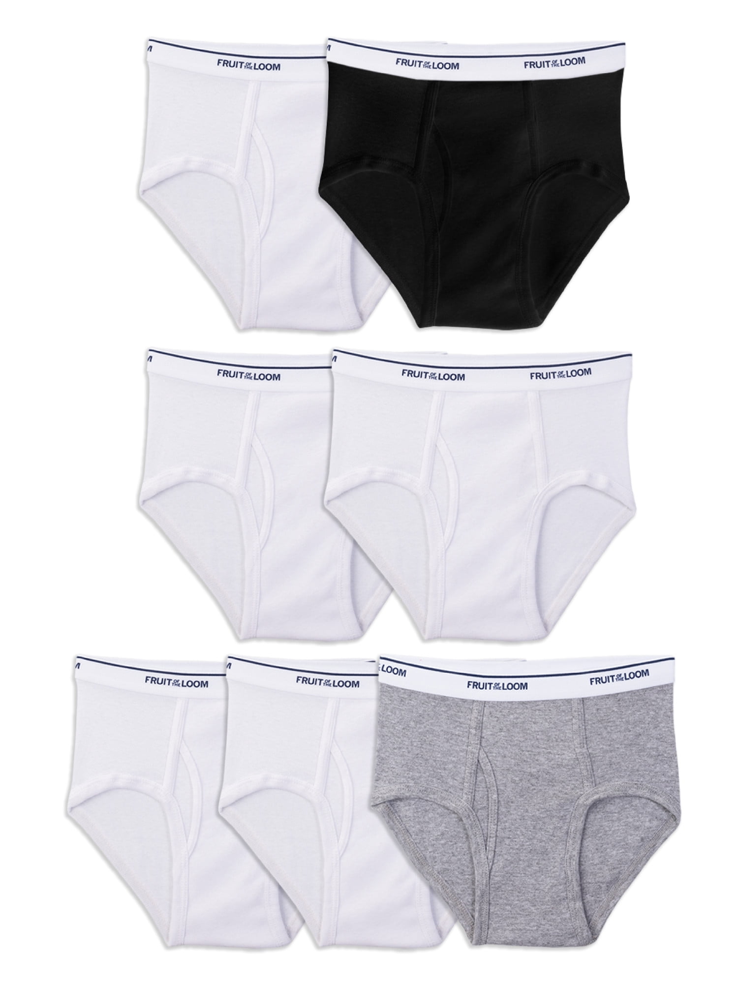 Lot De 6 Slips Fruit Of The Loom Garçon – Taille S (6-8 Ans) – Gris, Blanc, Bleu