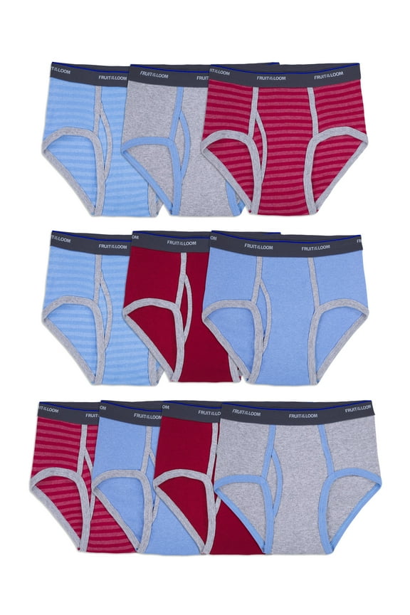 Boys' Cotton Fashion Briefs, 10 Pack, Sizes S-XL