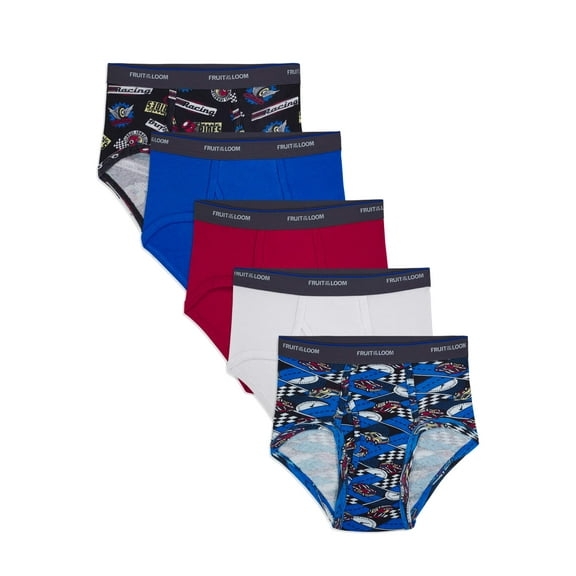 Fruit of the Loom Boys' Cotton Fashion Briefs, 5 Pack, Sizes S-XL