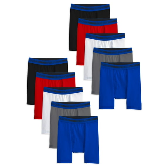 Fruit of the Loom Boys' Cotton Stretch Boxer Briefs, 10 Pack, Sizes S-XL