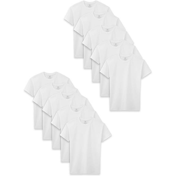 Fruit of the Loom Boys' Cotton White T Shirt, Husky-10 Pack, Large Husky