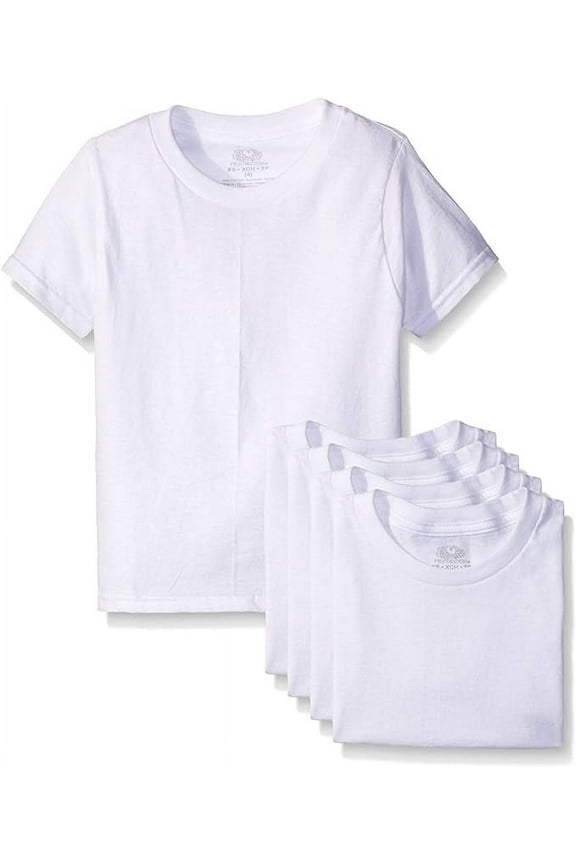 Boys' Cotton White T Shirt (Large 10-12, Boys - 5 Pack - White)
