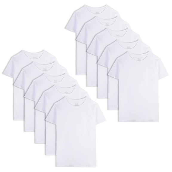Fruit of the Loom Boys' Cotton White T Shirt, Large (10-Pack), White Ice (10 Pack)