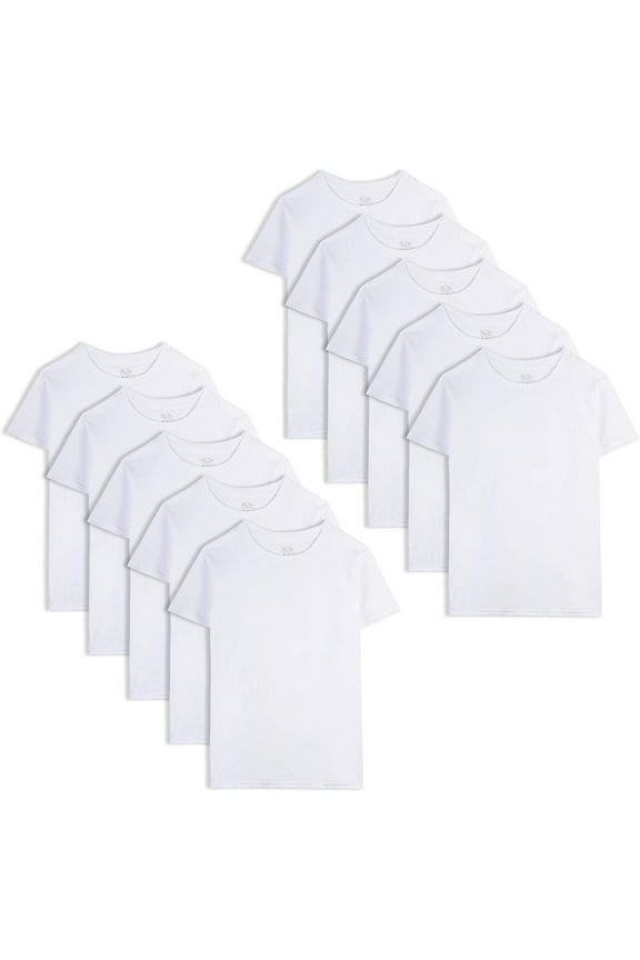 Boys' Cotton White T Shirt, Medium (10-Pack), White Ice (10 Pack)