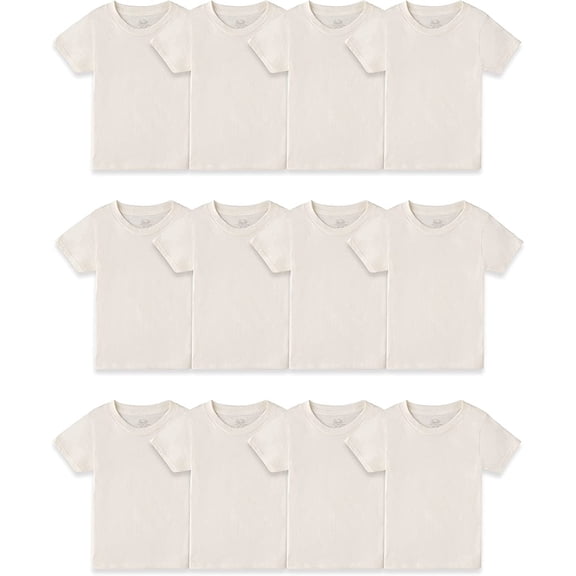 Fruit of the Loom Boys' Cotton White T Shirt, Toddler-12 Pack-Natural, 2-3T
