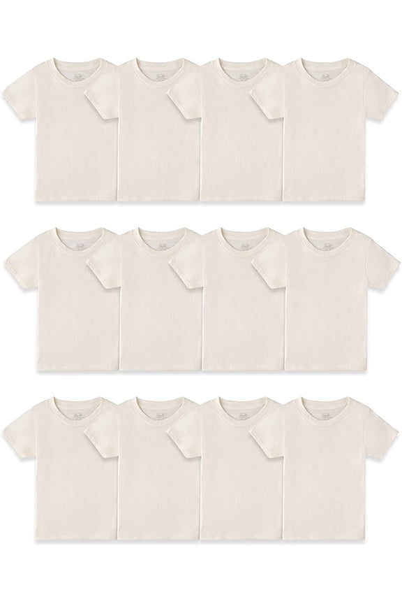 Boys' Cotton White T Shirt, Toddler-12 Pack-Natural, 2-3T