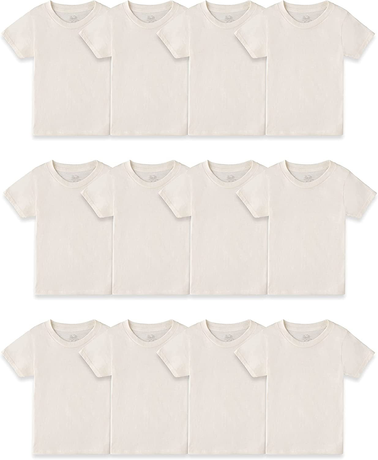 Fruit of The Loom Boys' Cotton White T Shirt, Toddler-12 Pack-Natural, 2-3T, Toddler Boy's, Size: 2T-3T