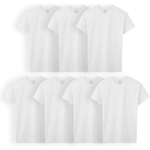 Fruit of the Loom Boys' Cotton White T Shirt, ice, L (Pack of 7)