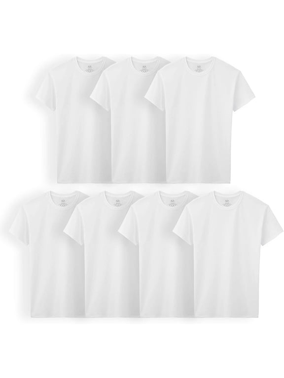 Boys' Cotton White T Shirt, ice, L (Pack of 7)