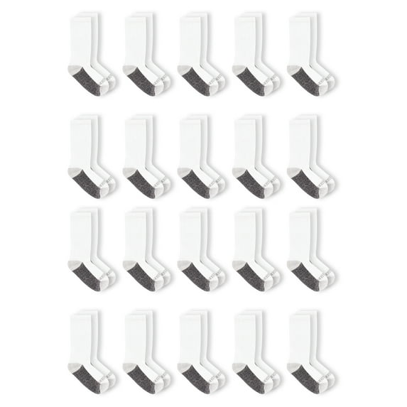 Fruit of the Loom, Boys Cushion Comfort Crews Socks, 20 Pack