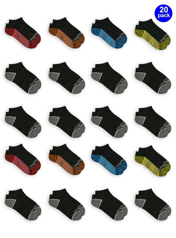 Boys Cushioned No Show Socks, 20 Pack