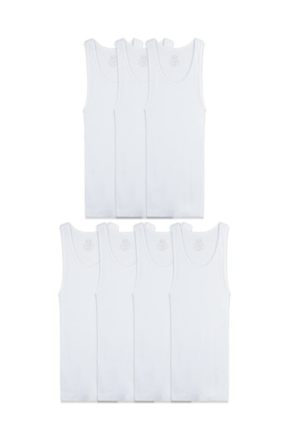 Boys' EverSoft Tank Top Undershirts, 7 Pack, Sizes XS-XL