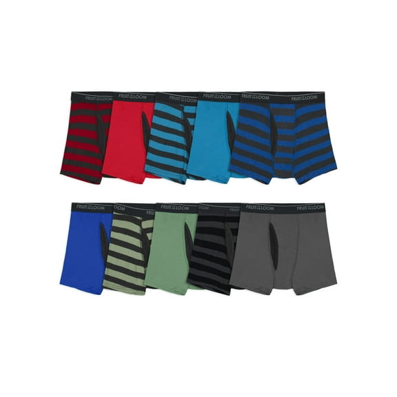 Fruit of the Loom Boys' Eversoft CoolZone Boxer Briefs, 10-Pack, Sizes S-XL