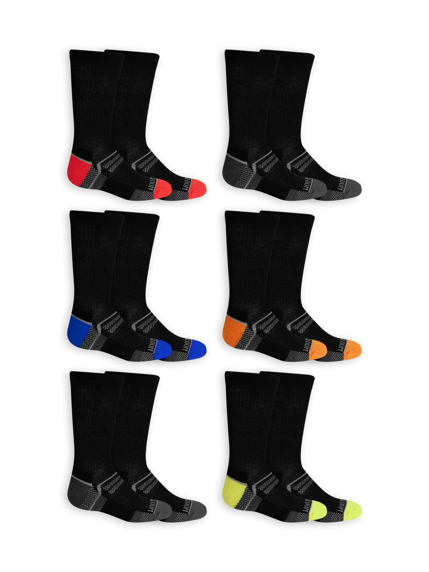 Fruit of the Loom Boys Every Active Crew 6 Pack Socks - Walmart.com