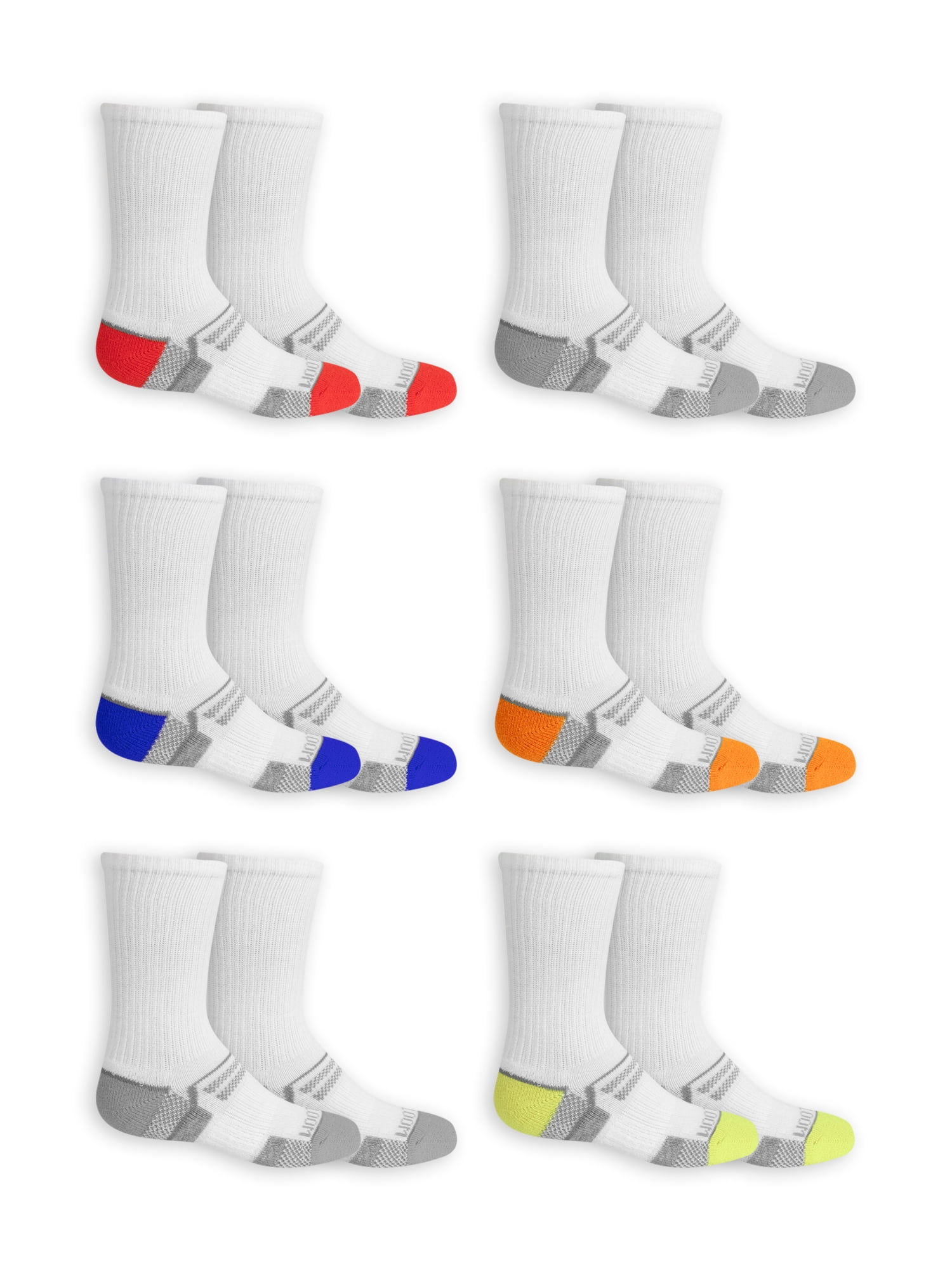 Fruit of the Loom Boys Every Active Crew 6 Pack Socks - Walmart.com