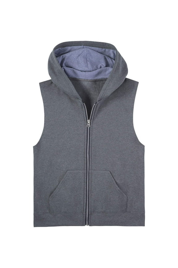 Boys Fleece Full Zip Hooded Sleeveless Vest