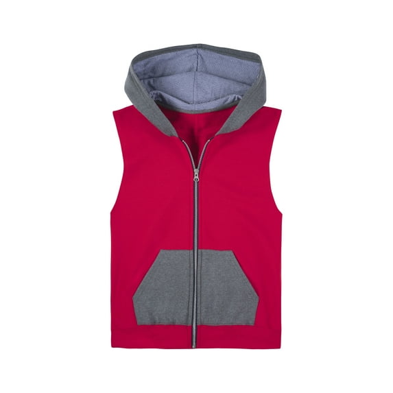 Fruit of the Loom Boys Fleece Full Zip Hooded Sleeveless Vest