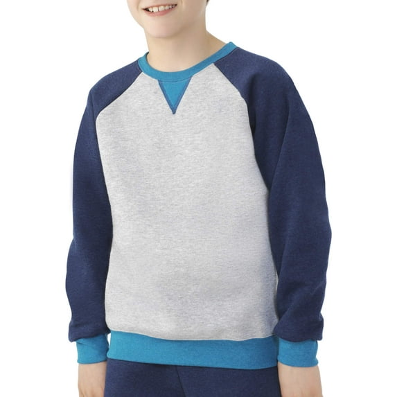Fruit of the Loom Boys Fleece Raglan Crew Neck Sweatshirt, Sizes XS - 2XL