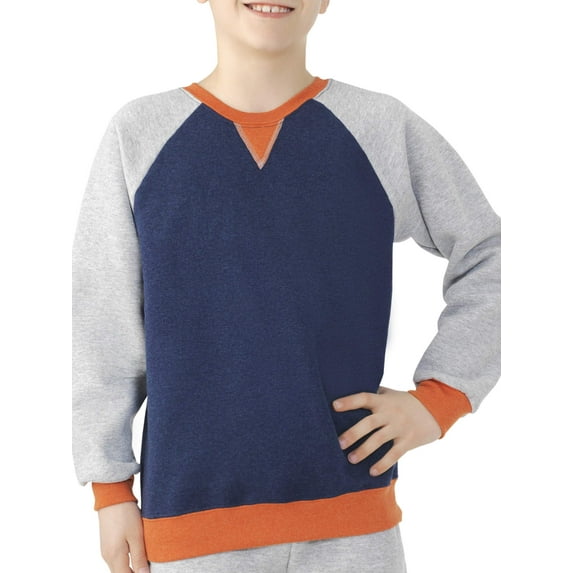 Fruit of the Loom Boys Fleece Raglan Crew Neck Sweatshirt, Sizes XS - 2XL