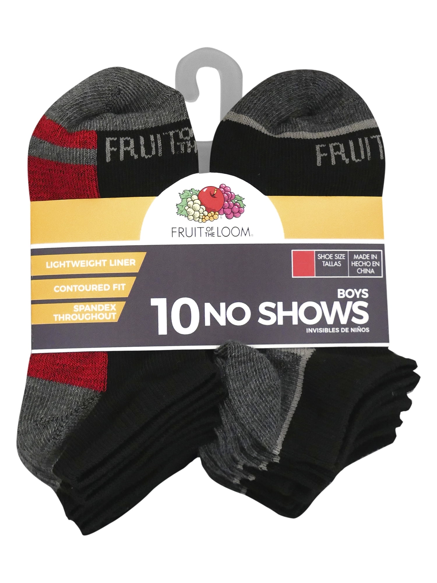 Fruit of the Loom Boys' S-L Flat Knit No Show Socks 10 Pack - Walmart.com