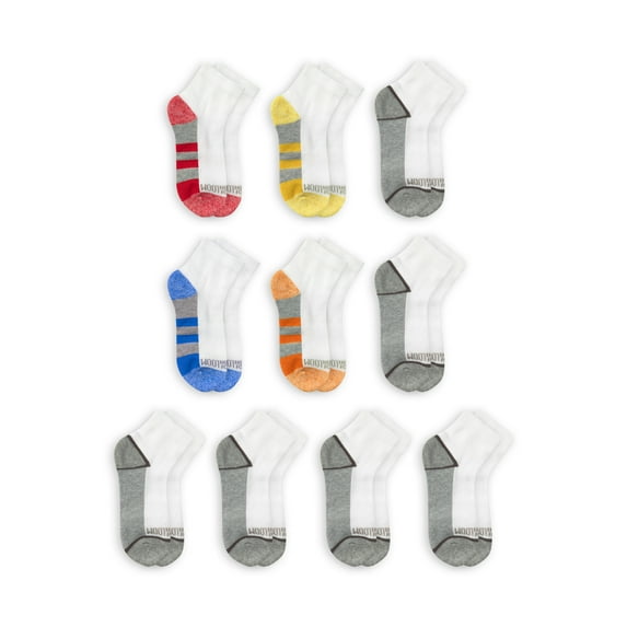 Fruit of the Loom Boys S-L Zone Cushion Ankle Socks, 10 Pack