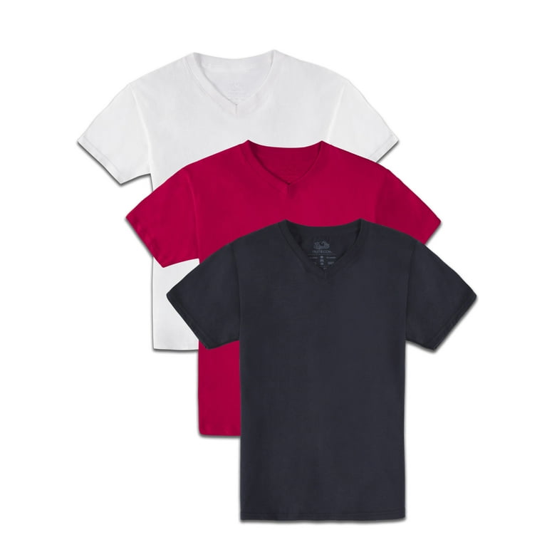 Fruit of the Loom Boys Short Sleeve V-Neck T-Shirts, 3 Pack, Sizes