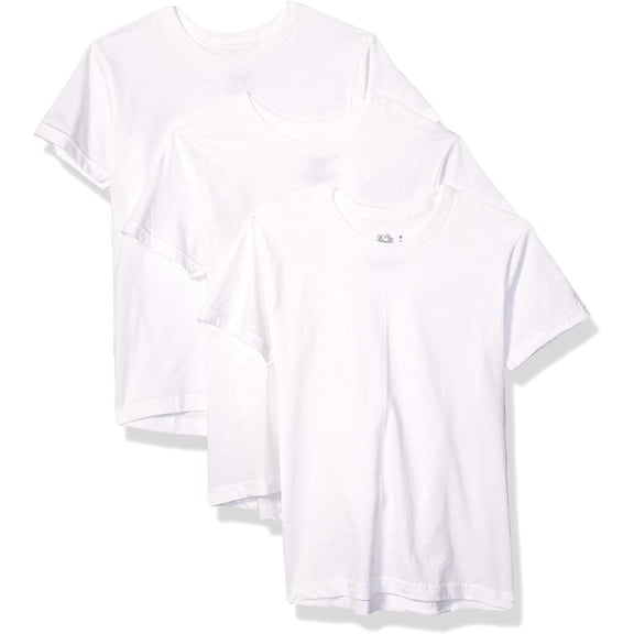 Fruit of the Loom Boys' Short Sleeve White Crew T-Shirts,3 Pack ,Medium