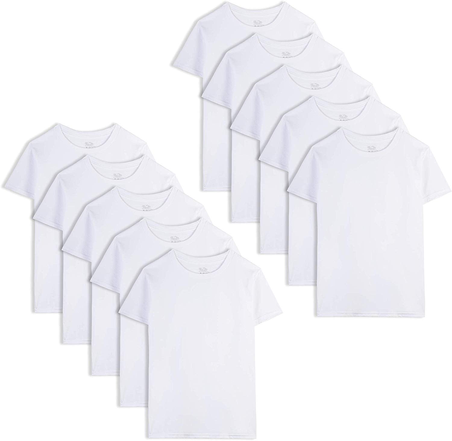 Fruit of the Loom Boys' Short Sleeve White Crew T-Shirts