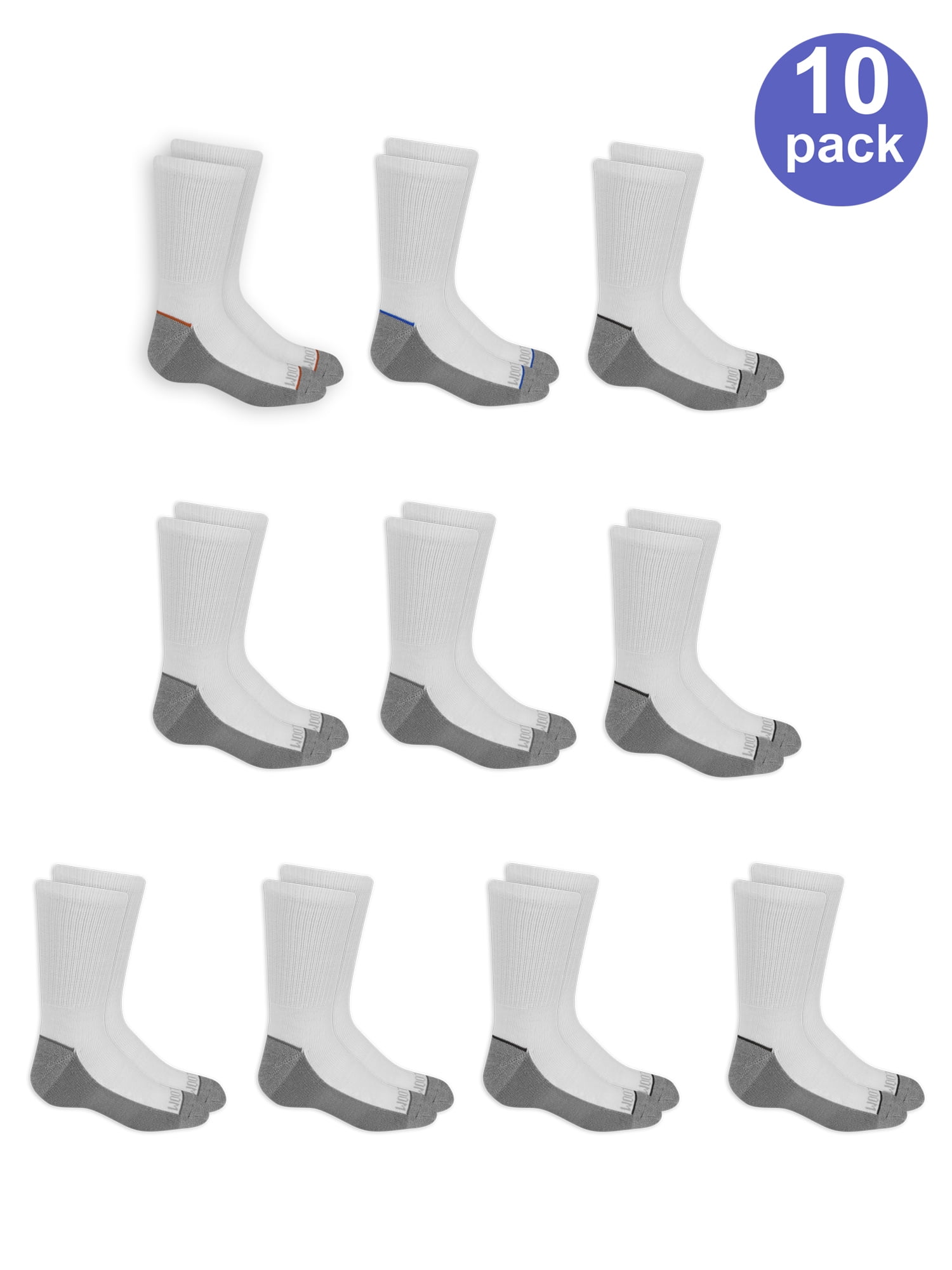 Fruit of the Loom Cushioned Crew Socks, 10 Pack for Youth & Teen Boys ...